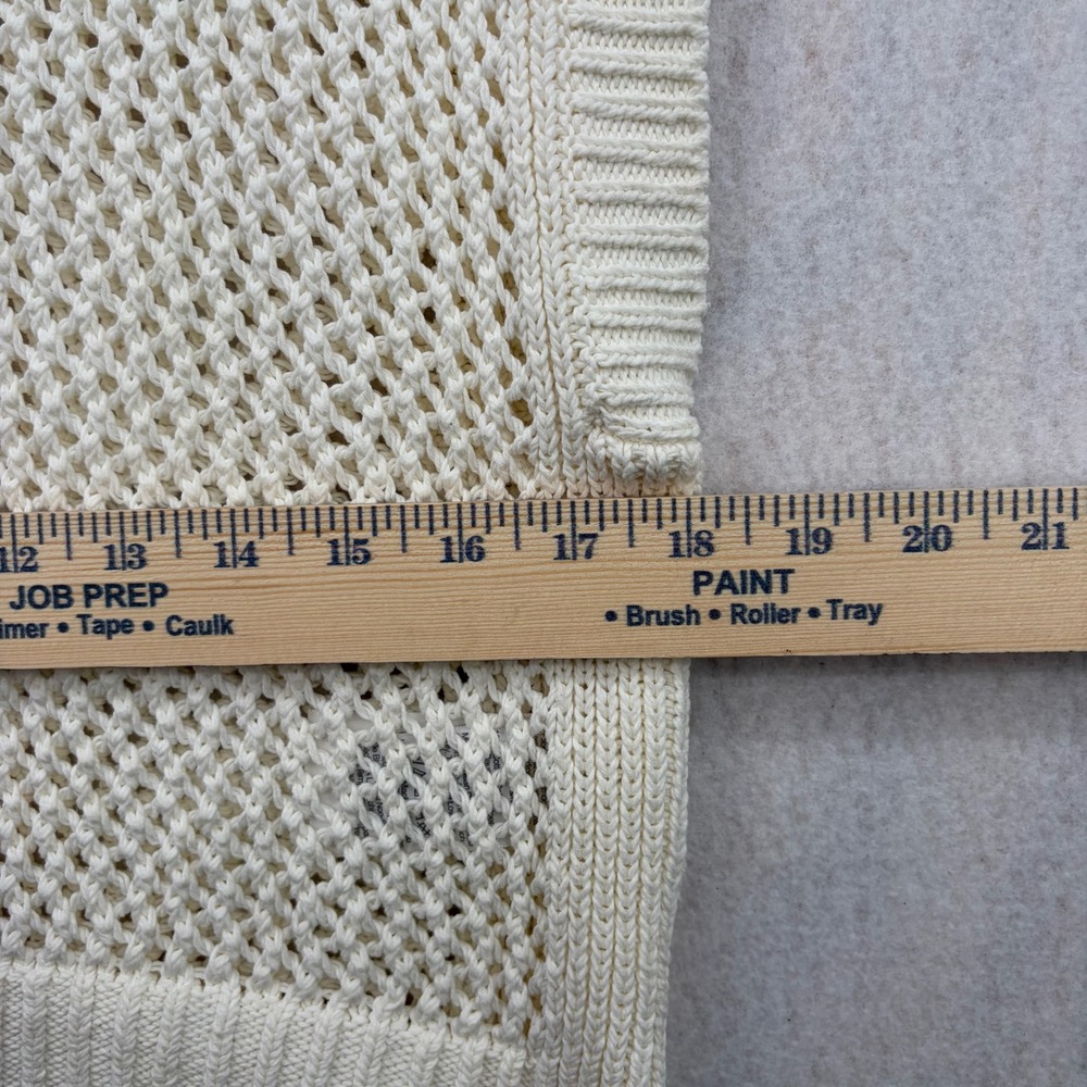 Madewell Women Small Ivory White Cotton Open Crochet Mesh Knit Sweater Vest Top - Picture 4 of 7